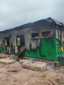 Mob Destroys Forestry Commission Timber Checkpoint Facility in Kintampo